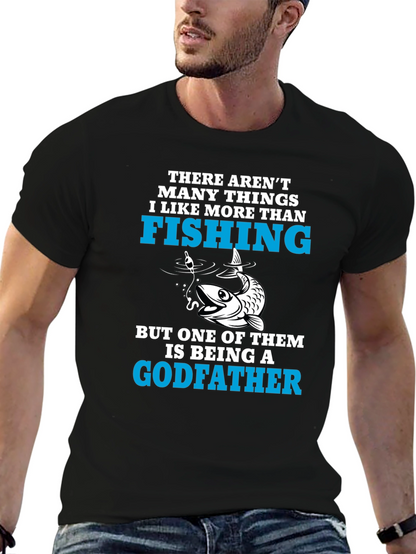 Camiseta Negra para Amantes de la Pesca y Padrinos