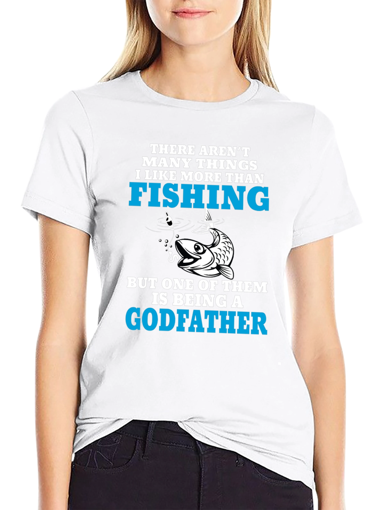 Camiseta Negra para Amantes de la Pesca y Padrinos