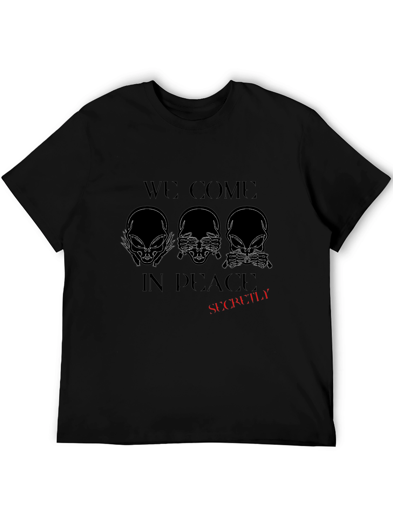 Camiseta Negra: Aliens en Paz... ¡Secretamente!