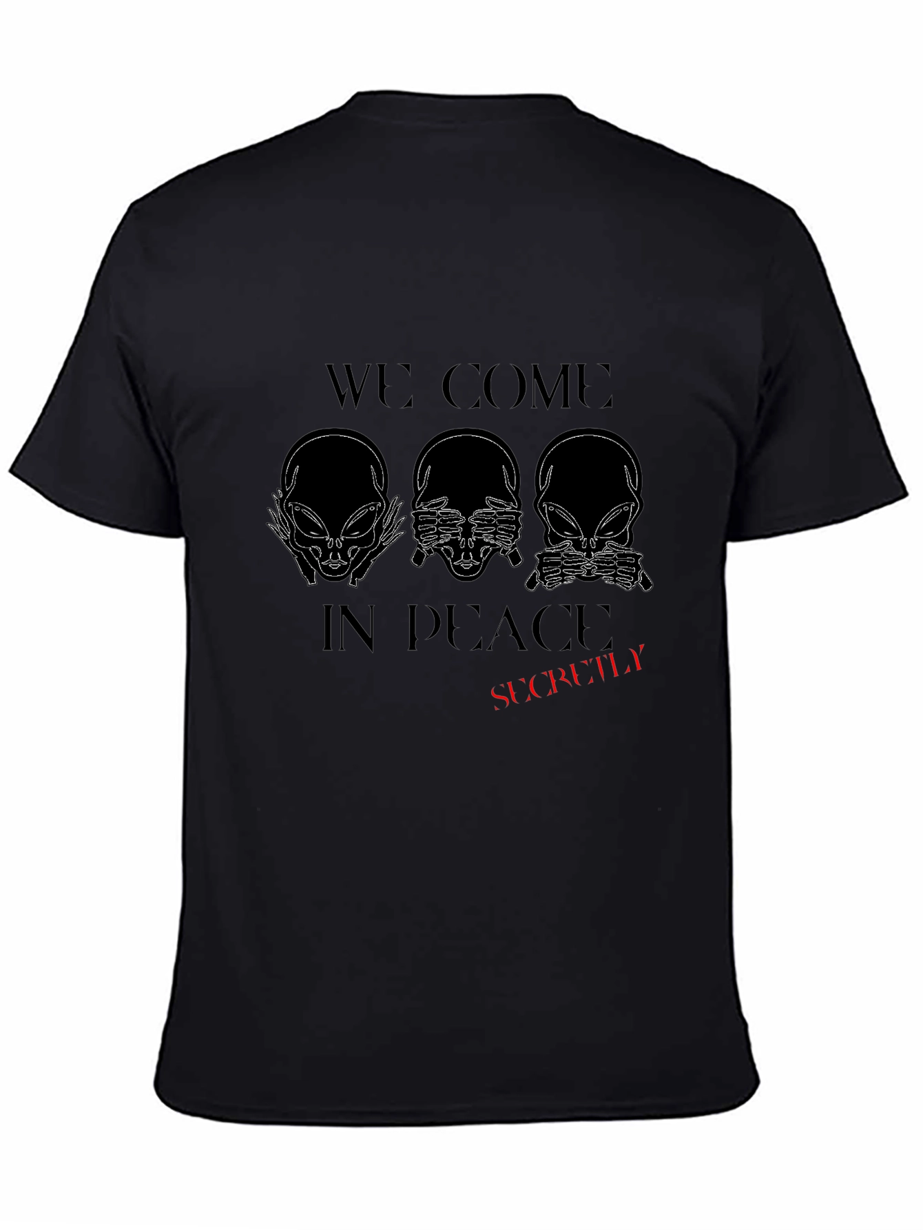 Camiseta Negra: Aliens en Paz... ¡Secretamente!