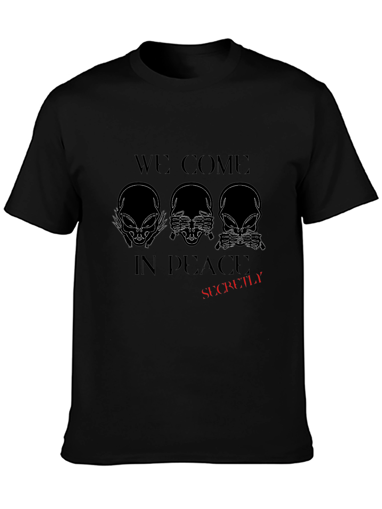 Camiseta Negra: Aliens en Paz... ¡Secretamente!
