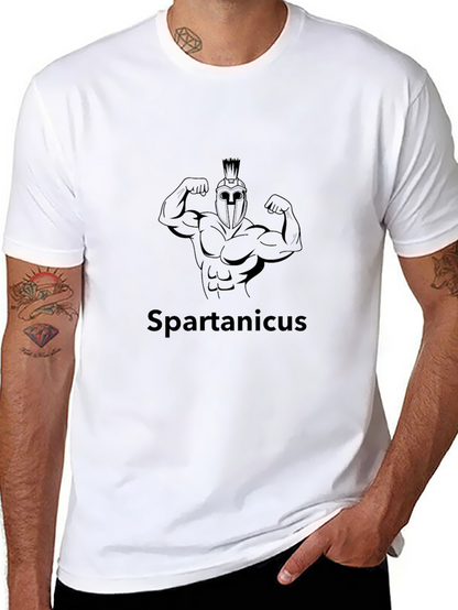 Camiseta Negra Hombre: Diseño Espartano Musculoso