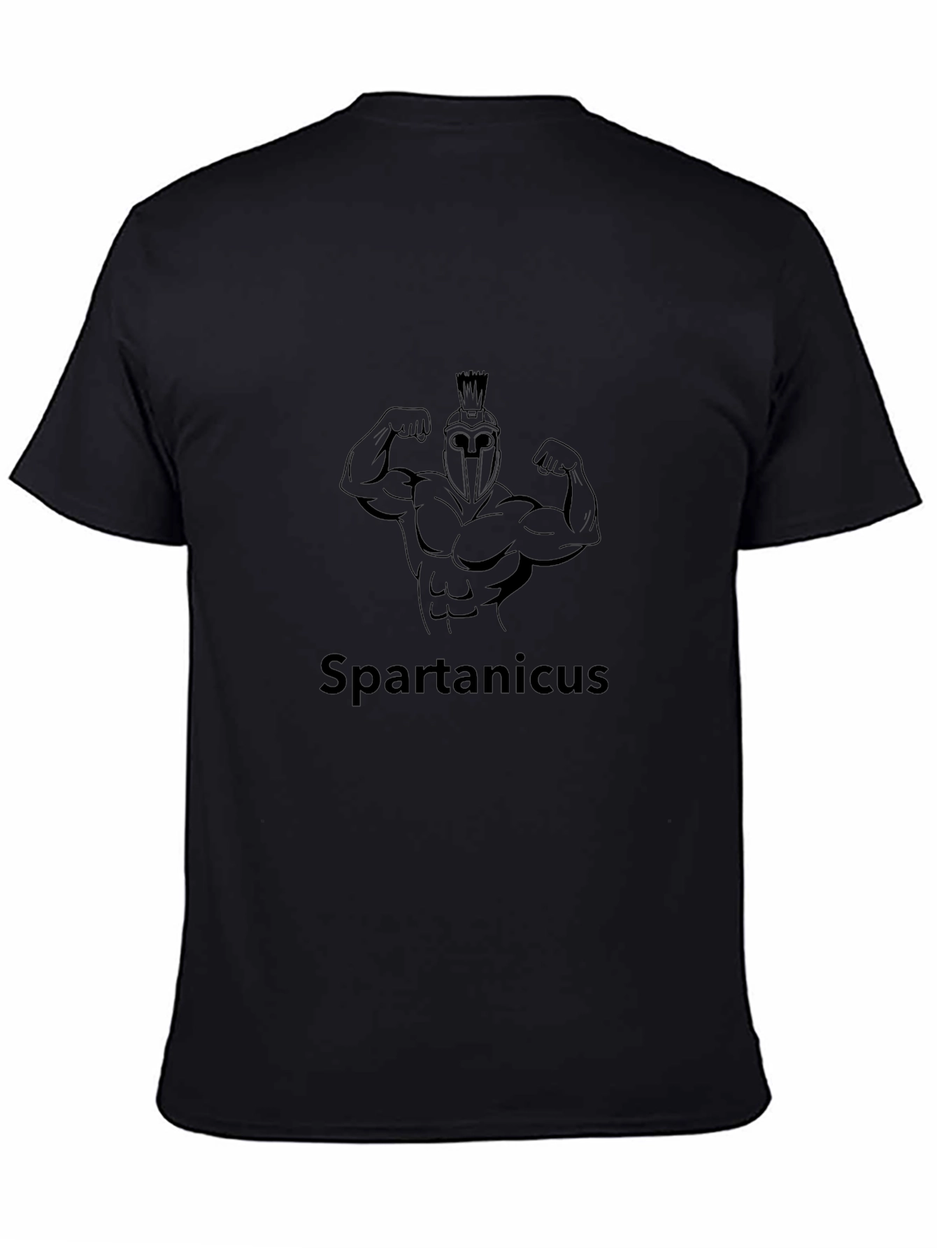 Camiseta Negra Hombre: Diseño Espartano Musculoso