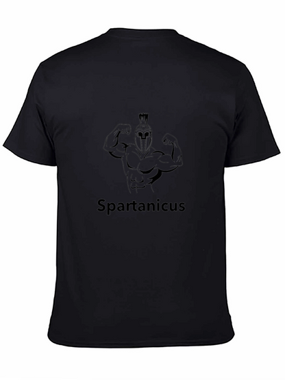 Camiseta Negra Hombre: Diseño Espartano Musculoso