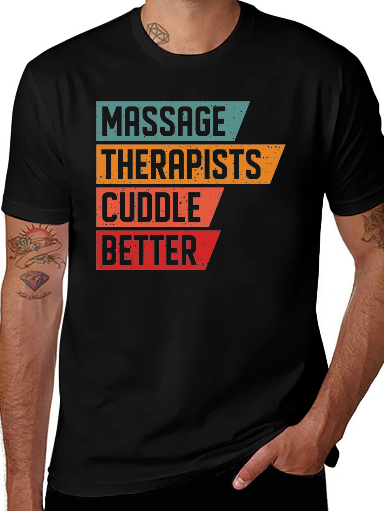 Camiseta Negra Masajistas Acarician Mejor
