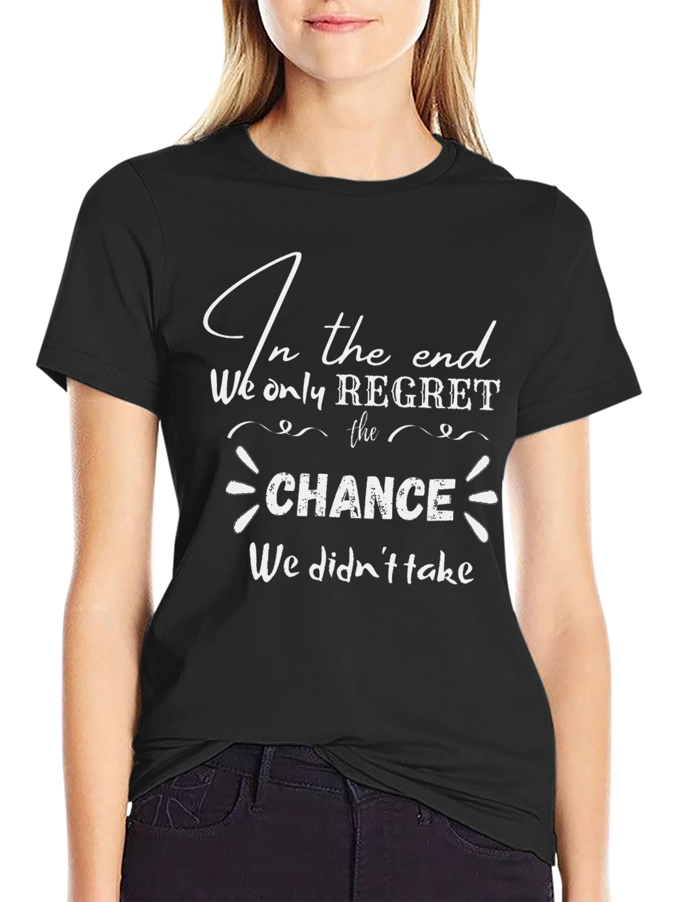 Camiseta Negra con Mensaje Motivacional Chance