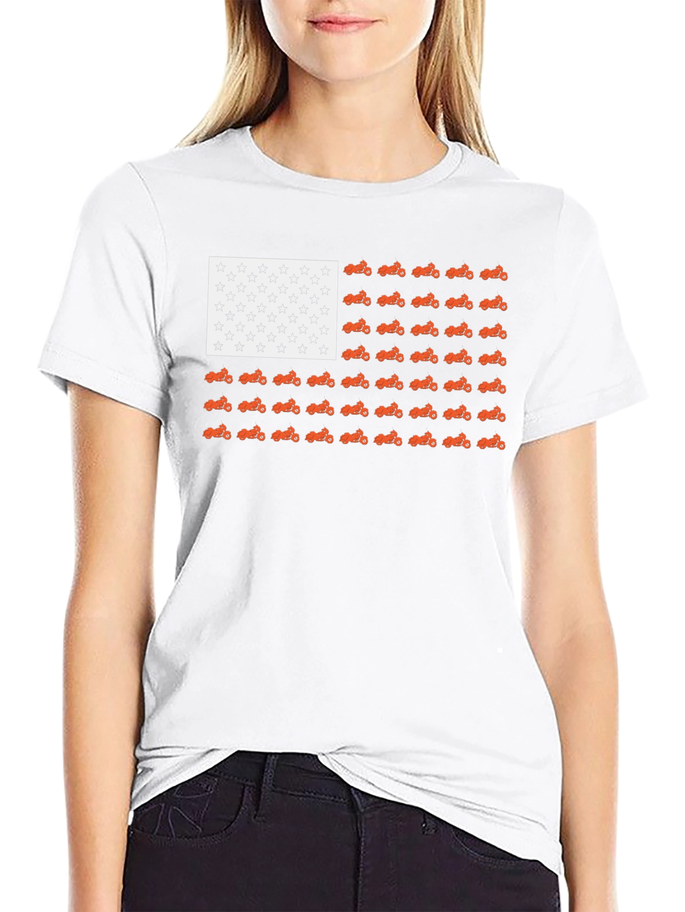 Camiseta Negra Bandera Americana Motos