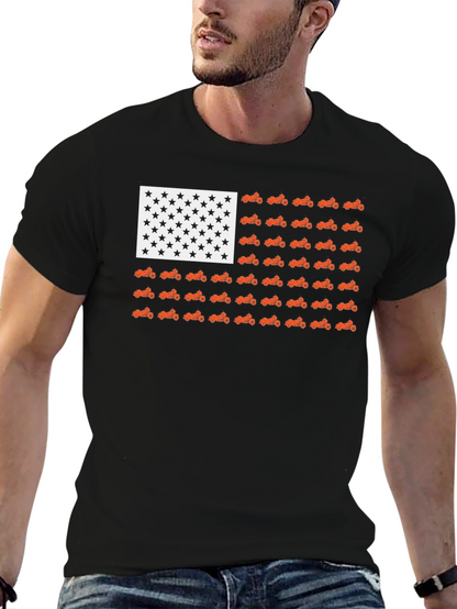 Camiseta Negra Bandera Americana Motos