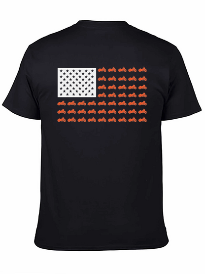 Camiseta Negra Bandera Americana Motos