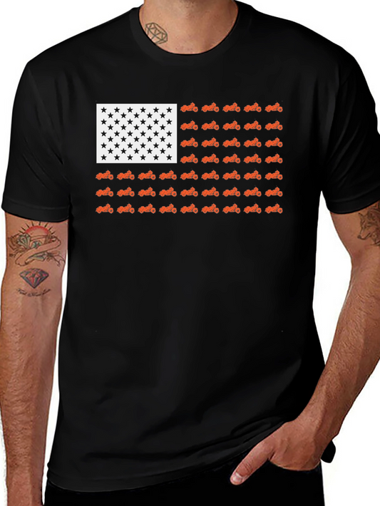 Camiseta Negra Bandera Americana Motos