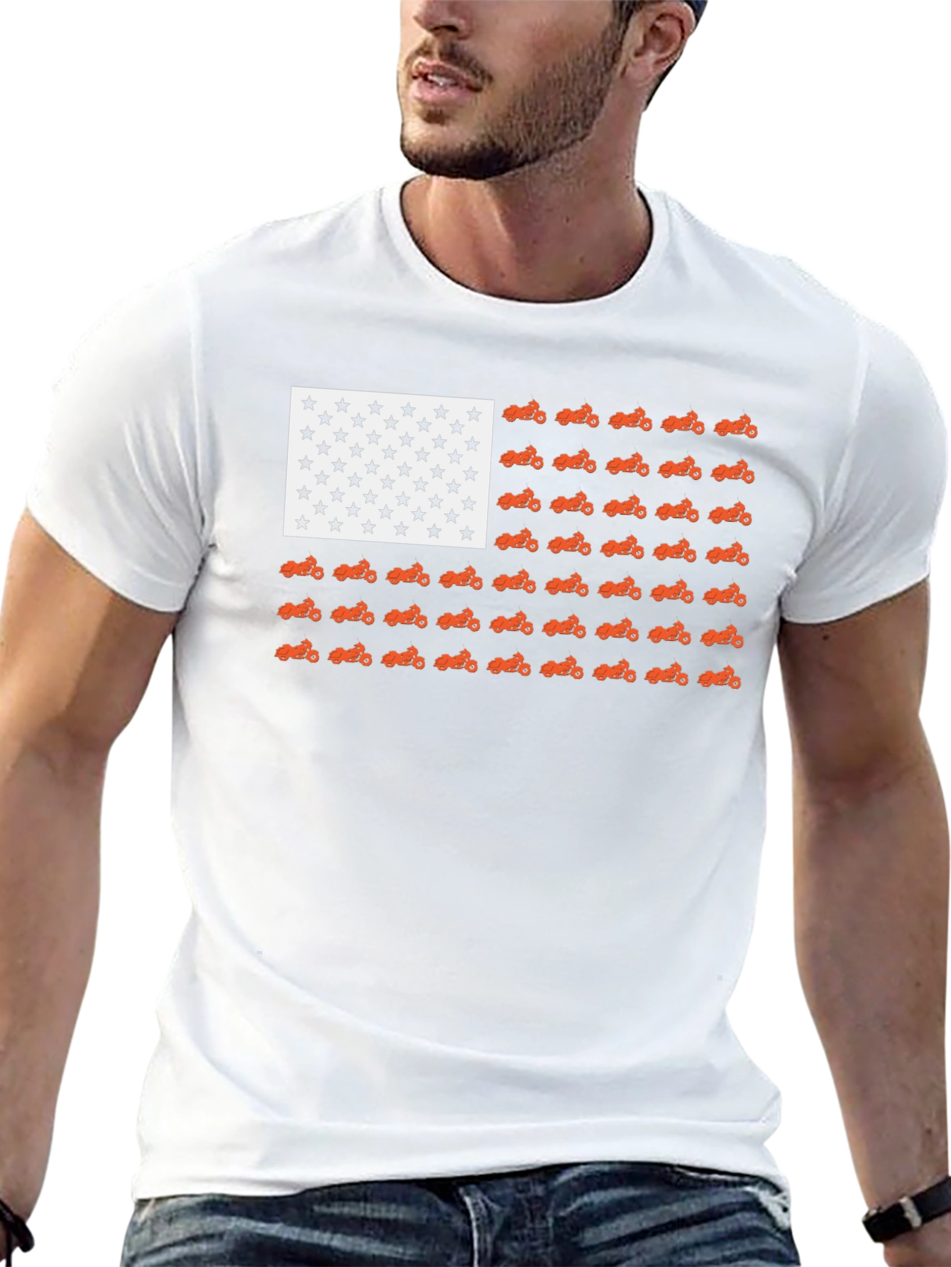 Camiseta Negra Bandera Americana Motos