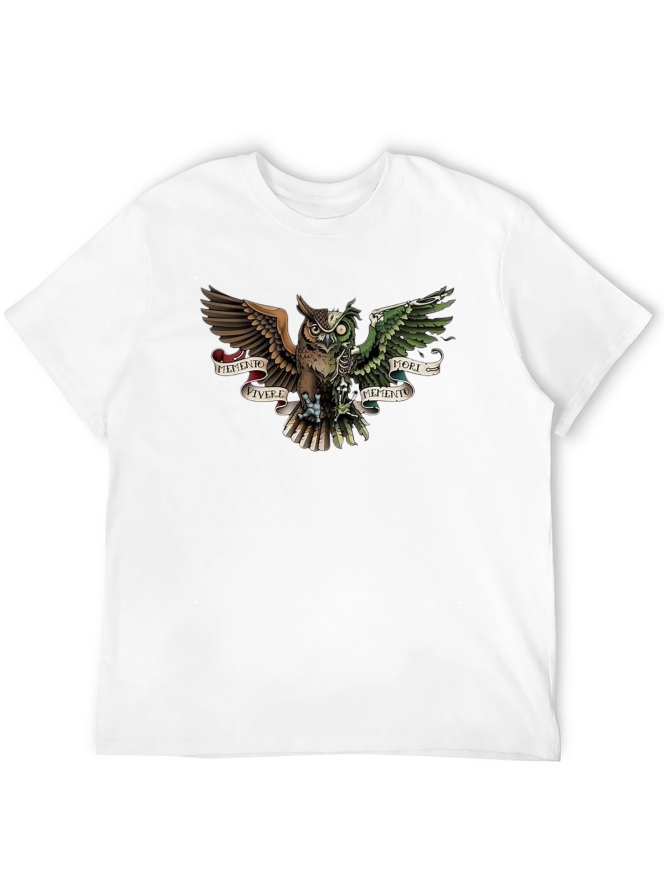 Camiseta Negra con Diseño de Búho Memento Mori