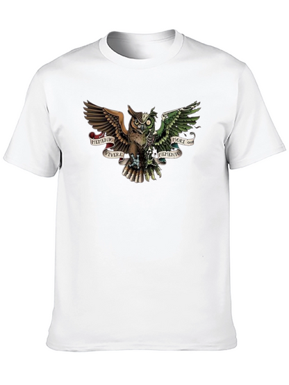 Camiseta Negra con Diseño de Búho Memento Mori