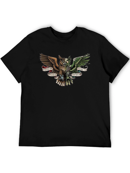 Camiseta Negra con Diseño de Búho Memento Mori