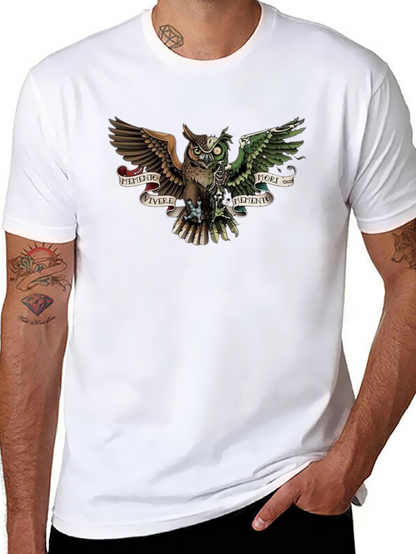 Camiseta Negra con Diseño de Búho Memento Mori