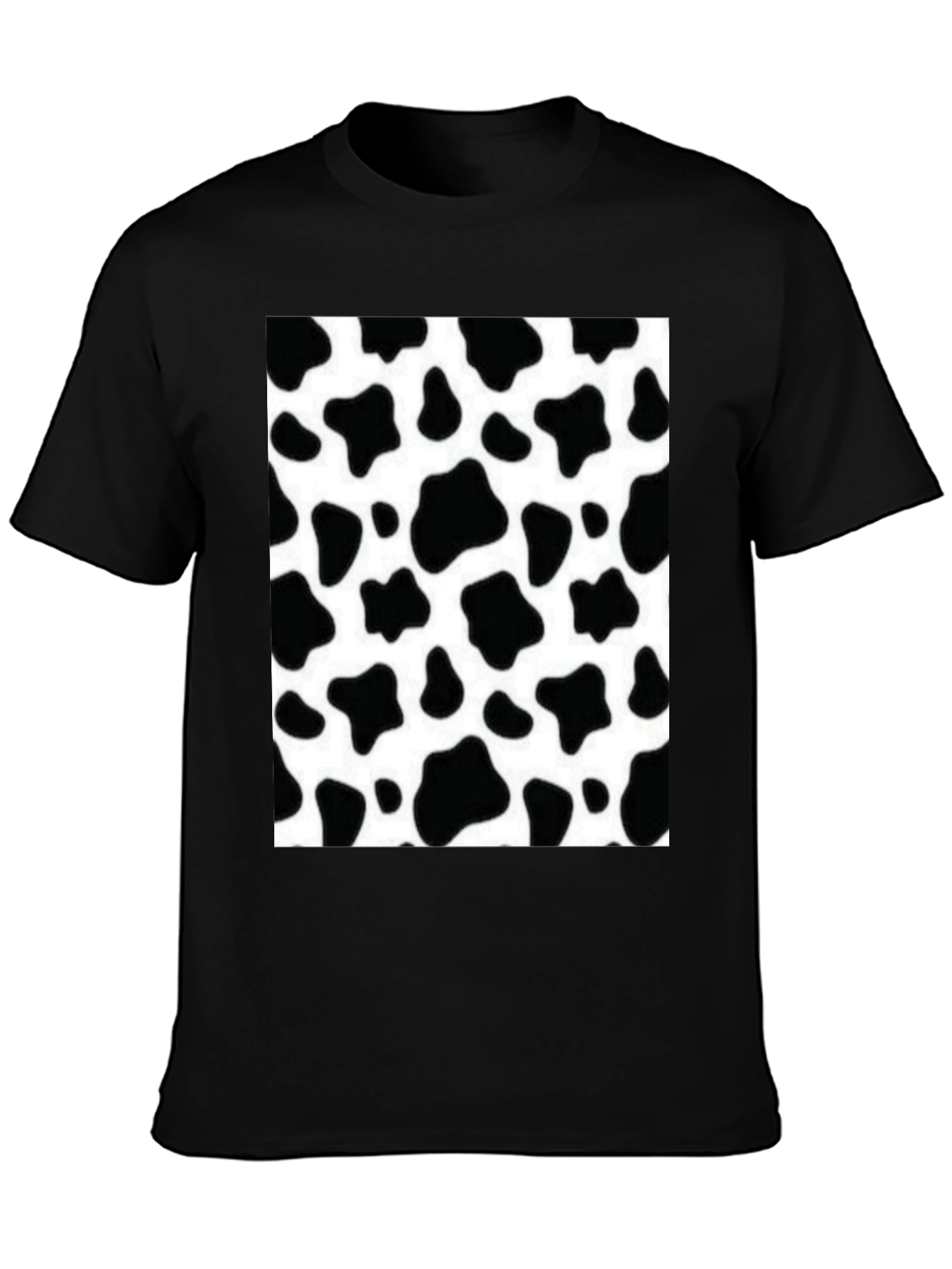 Camiseta Negra con Diseño de Estampado de Vaca