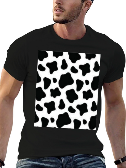 Camiseta Negra con Diseño de Estampado de Vaca