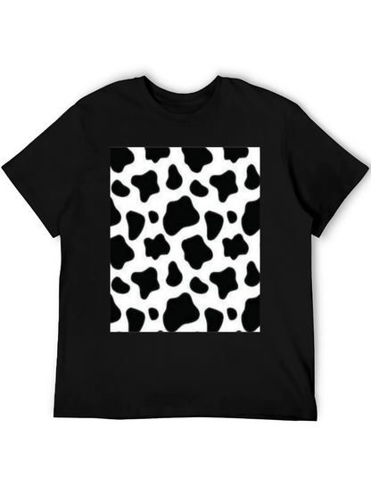 Camiseta Negra con Diseño de Estampado de Vaca