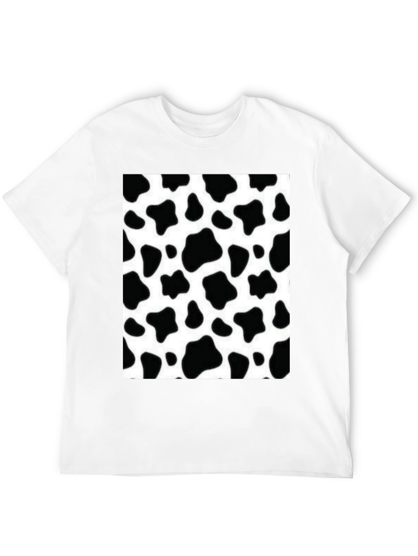 Camiseta Negra con Diseño de Estampado de Vaca