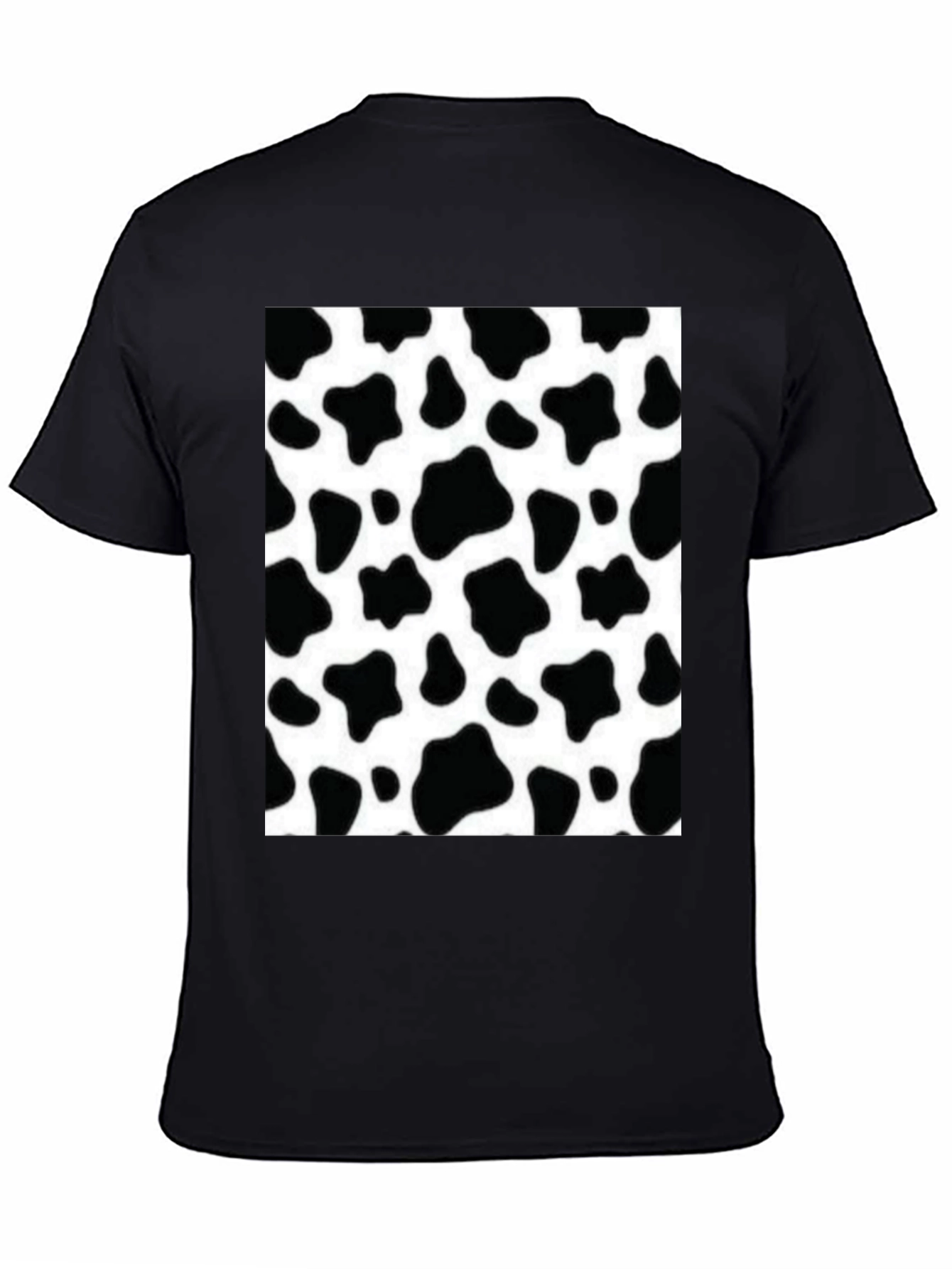 Camiseta Negra con Diseño de Estampado de Vaca