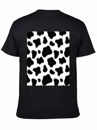 Camiseta Negra con Diseño de Estampado de Vaca