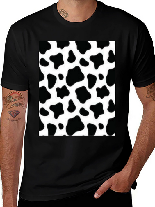 Camiseta Negra con Diseño de Estampado de Vaca