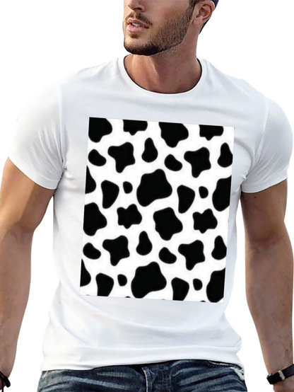 Camiseta Negra con Diseño de Estampado de Vaca