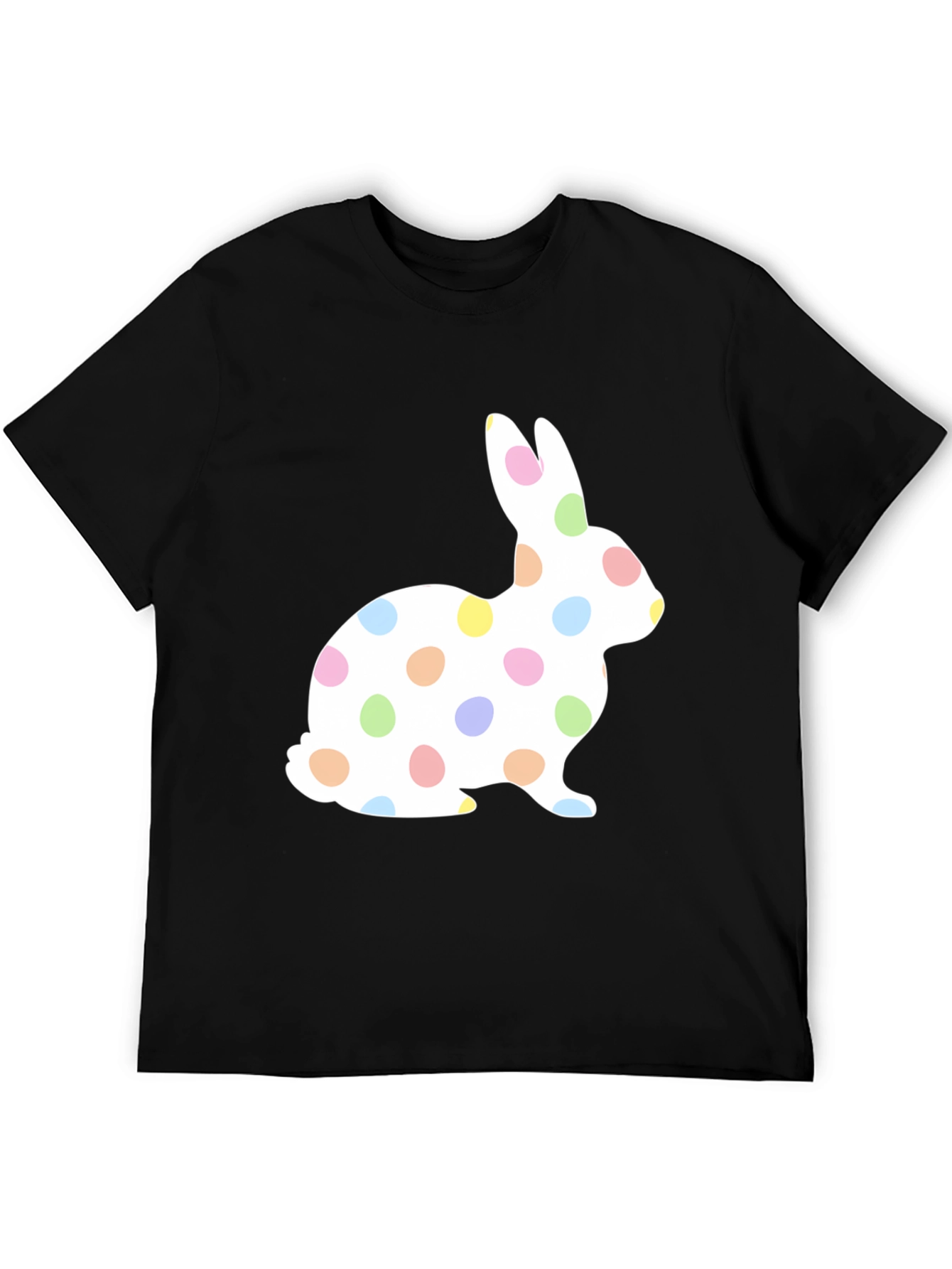 Camiseta Negra con Diseño de Conejo de Pascua
