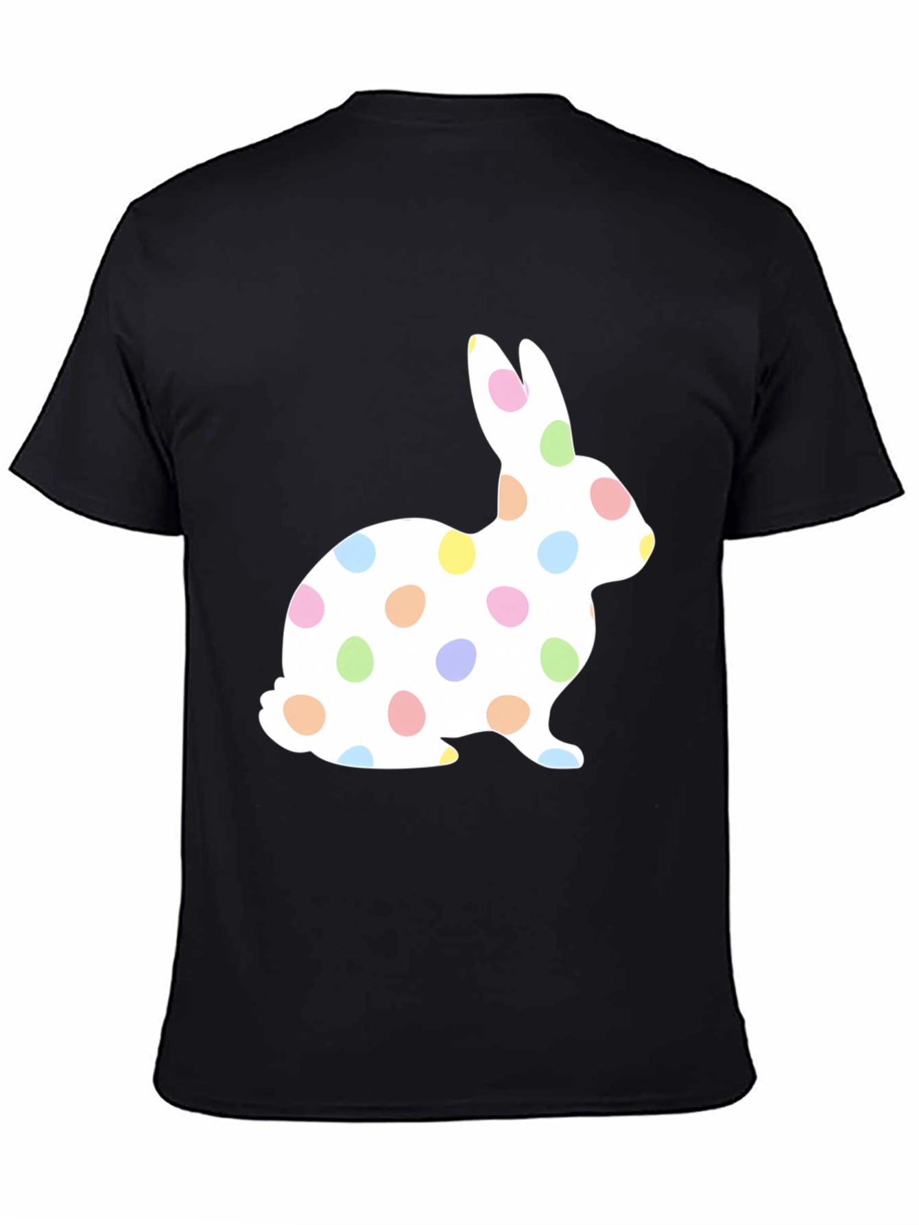 Camiseta Negra con Diseño de Conejo de Pascua