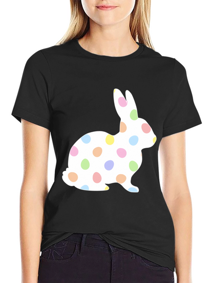 Camiseta Negra con Diseño de Conejo de Pascua