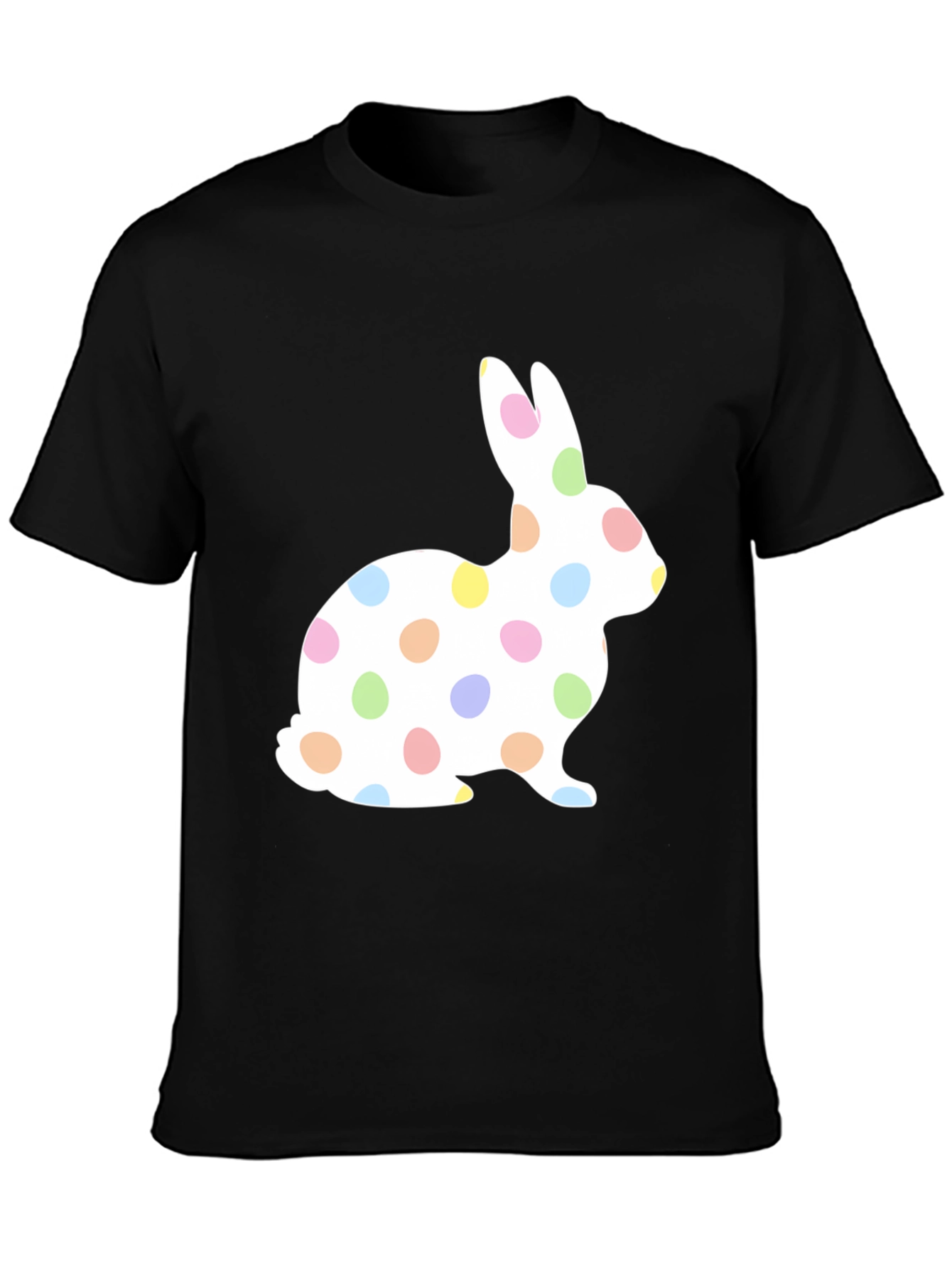 Camiseta Negra con Diseño de Conejo de Pascua