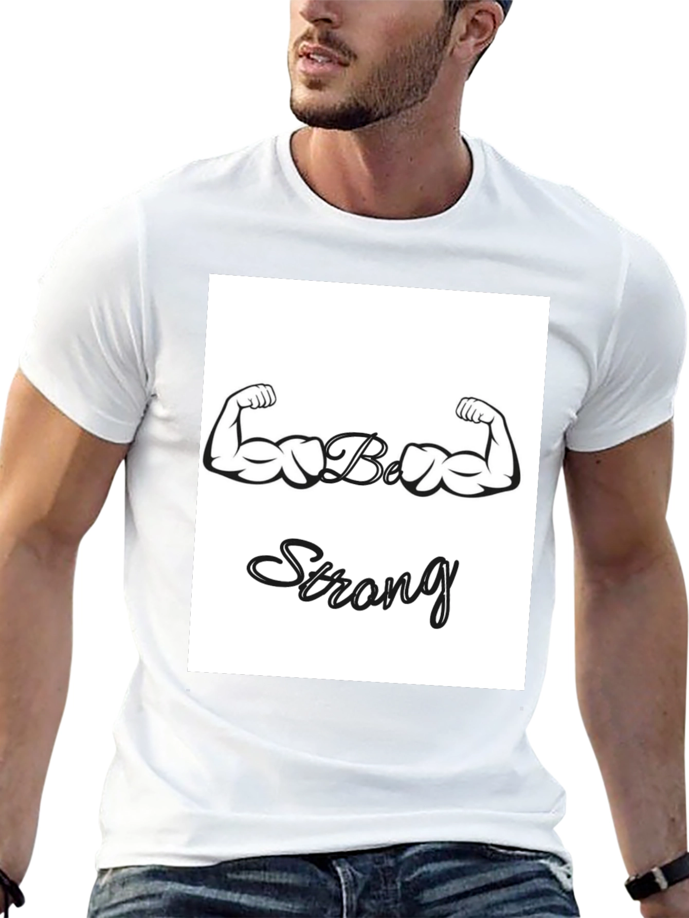 Camiseta Negra Sé Fuerte con Diseño de Bíceps