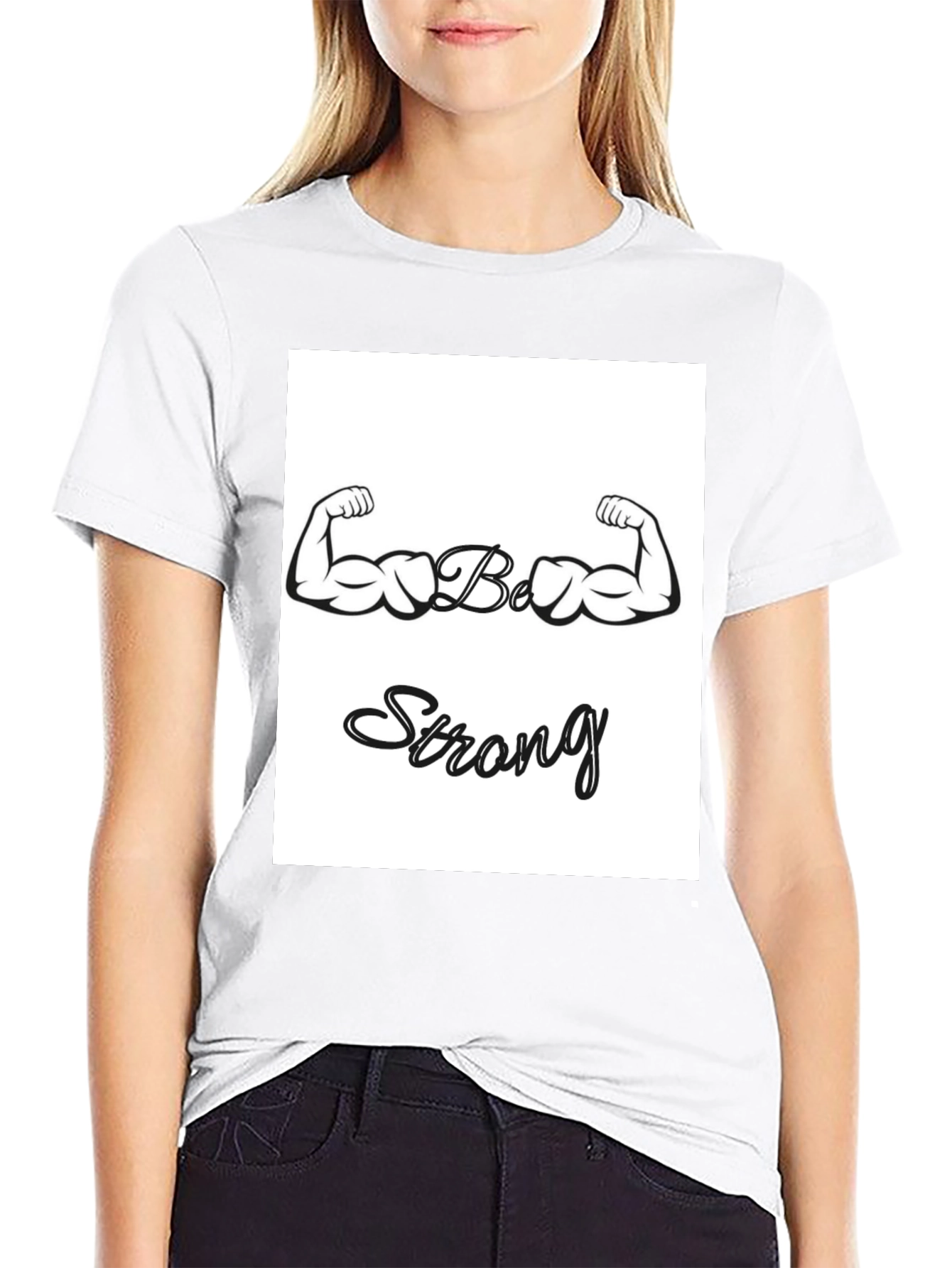 Camiseta Negra Sé Fuerte con Diseño de Bíceps