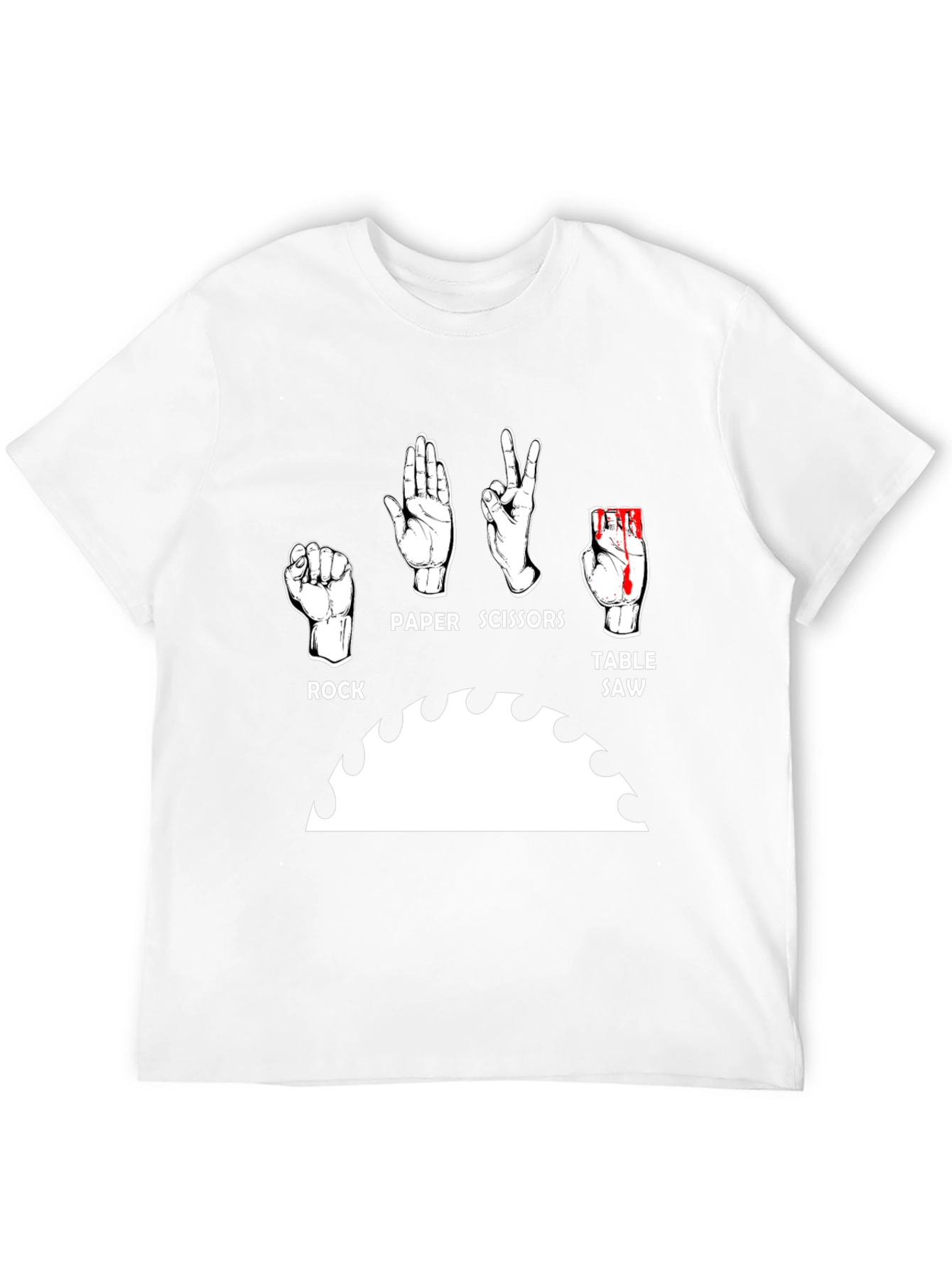 Camiseta Negra Humorística: Piedra Papel Tijeras y Sierra