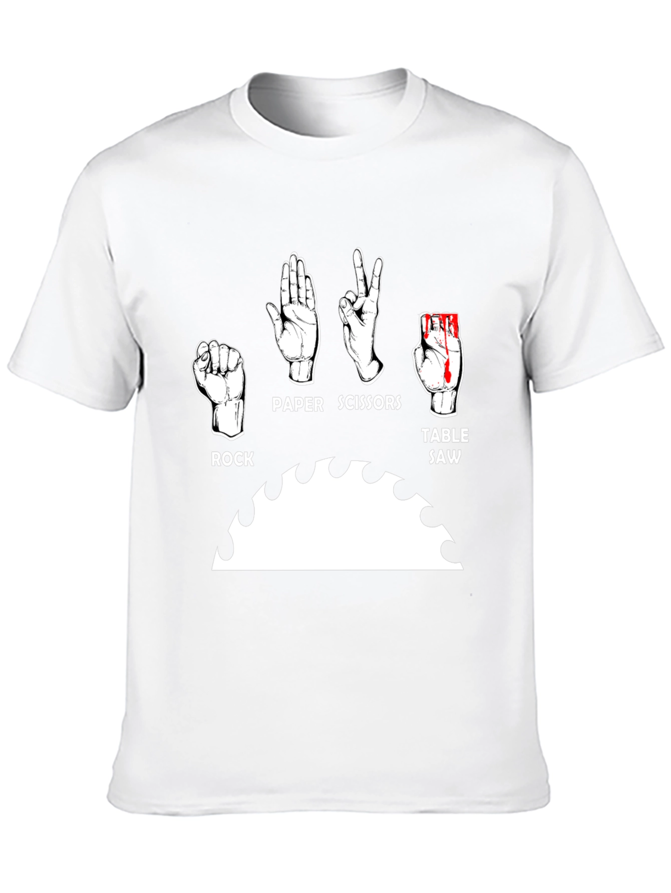 Camiseta Negra Humorística: Piedra Papel Tijeras y Sierra