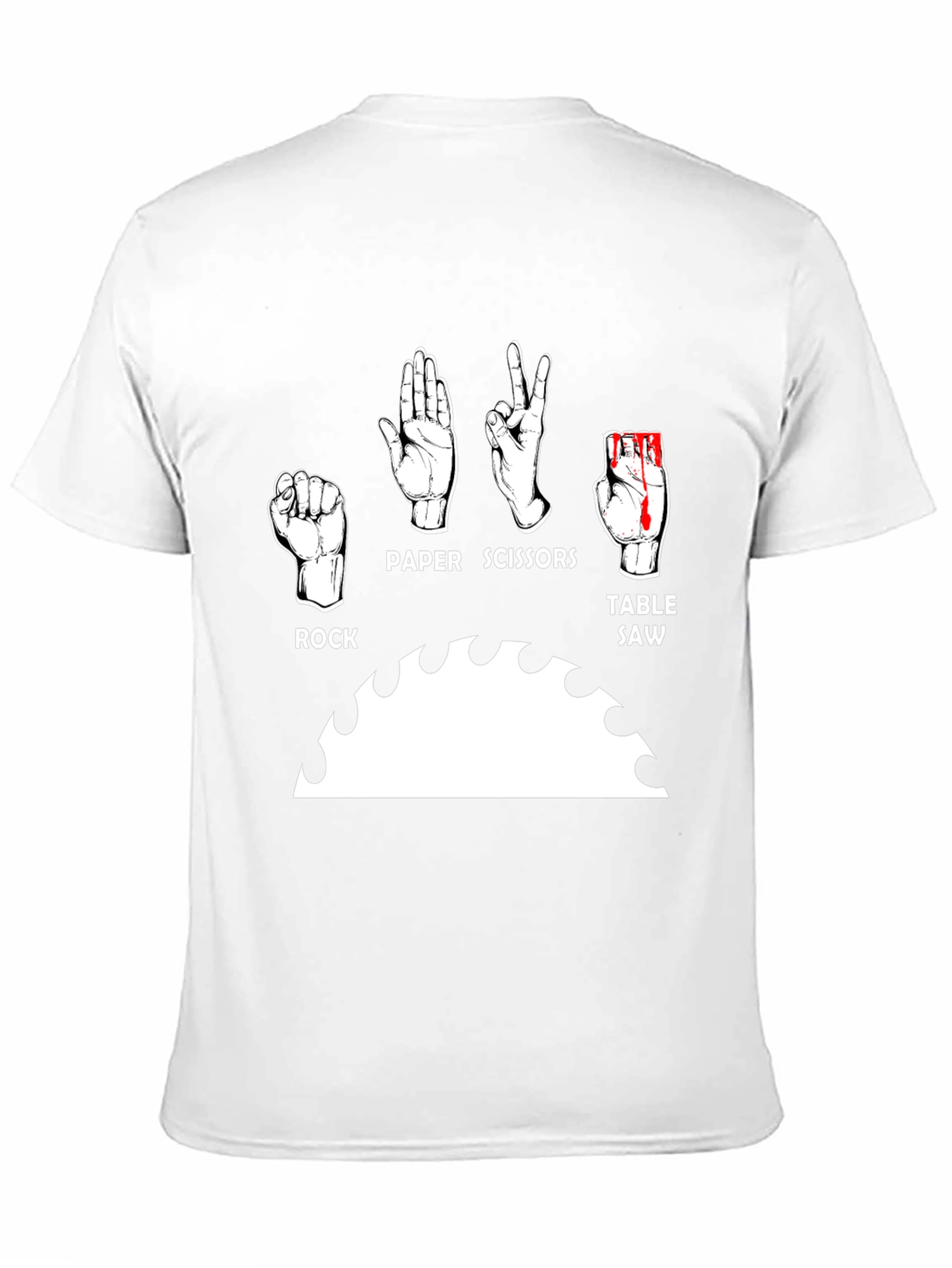 Camiseta Negra Humorística: Piedra Papel Tijeras y Sierra
