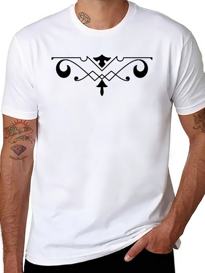 Camiseta Negra con Diseño Ornamental Abstracto