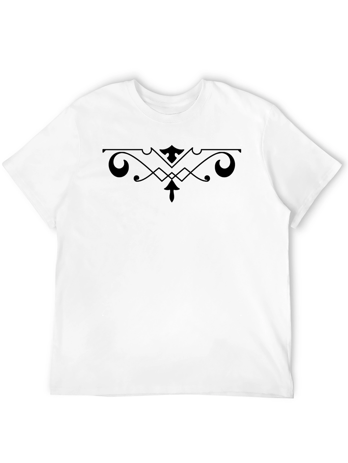 Camiseta Negra con Diseño Ornamental Abstracto