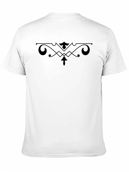 Camiseta Negra con Diseño Ornamental Abstracto