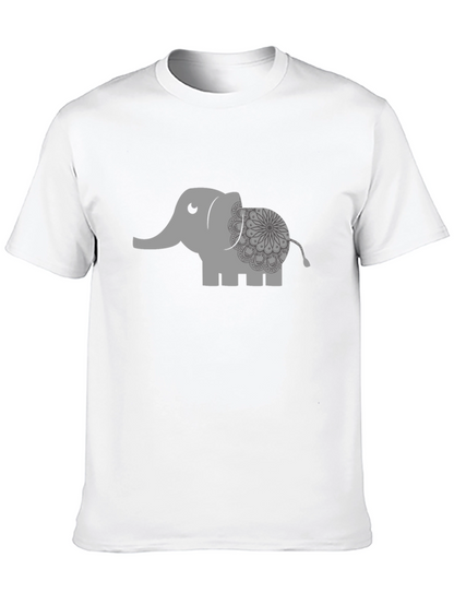 Camiseta Negra con Estampado de Elefante Mandala