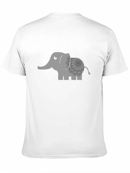 Camiseta Negra con Estampado de Elefante Mandala