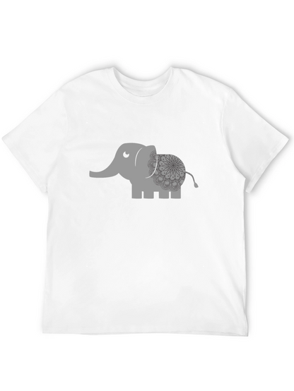 Camiseta Negra con Estampado de Elefante Mandala