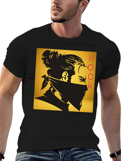 Camiseta Negra Estampada Rock - Diseño Moderno