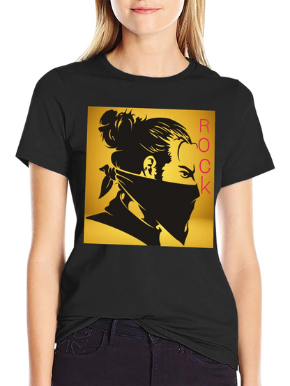 Camiseta Negra Estampada Rock - Diseño Moderno
