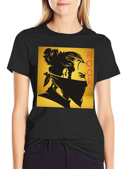 Camiseta Negra Estampada Rock - Diseño Moderno