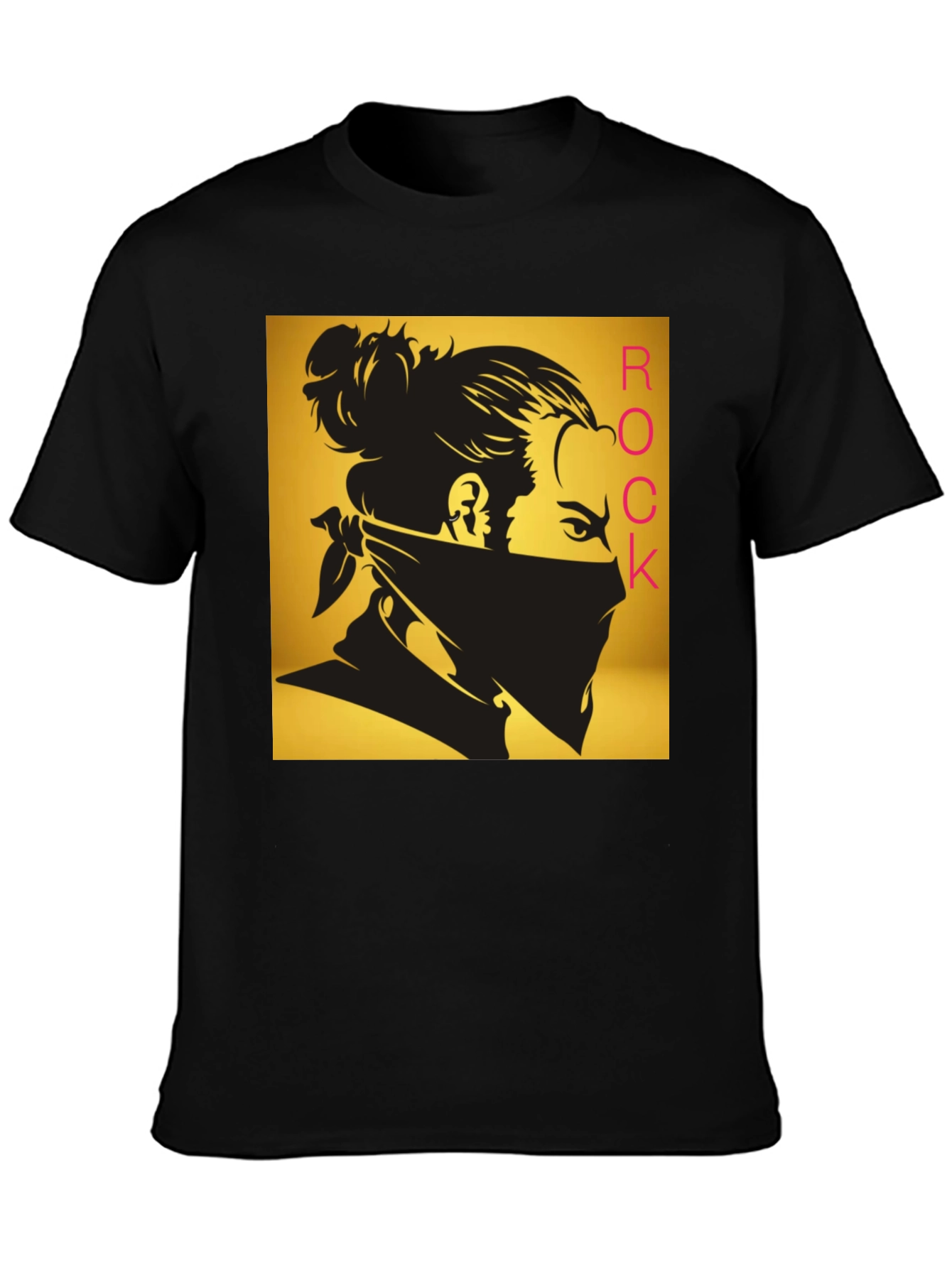 Camiseta Negra Estampada Rock - Diseño Moderno