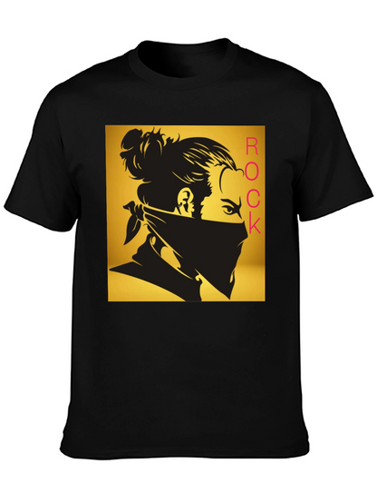 Camiseta Negra Estampada Rock - Diseño Moderno