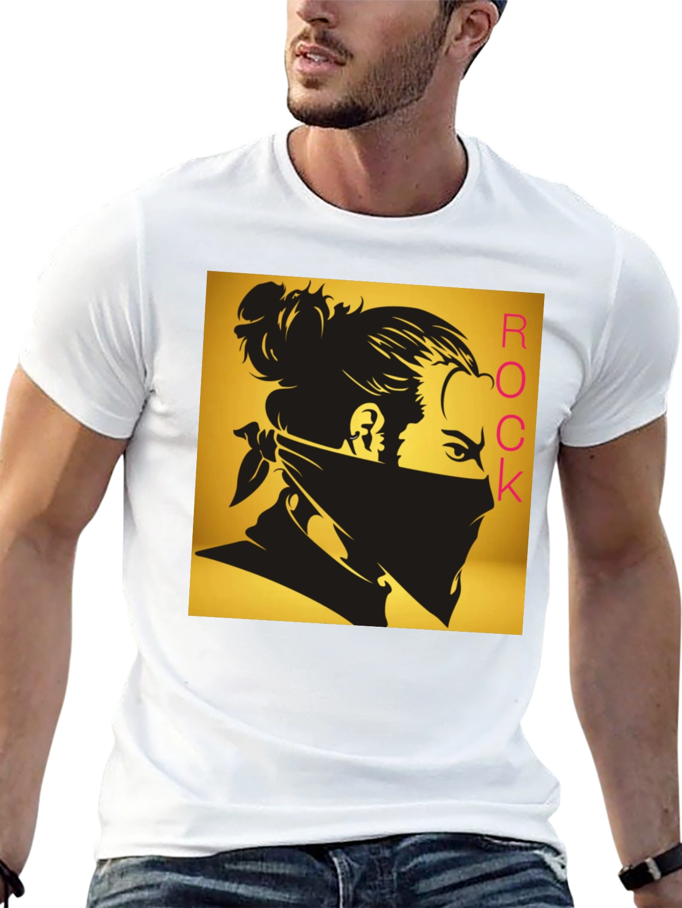 Camiseta Negra Estampada Rock - Diseño Moderno