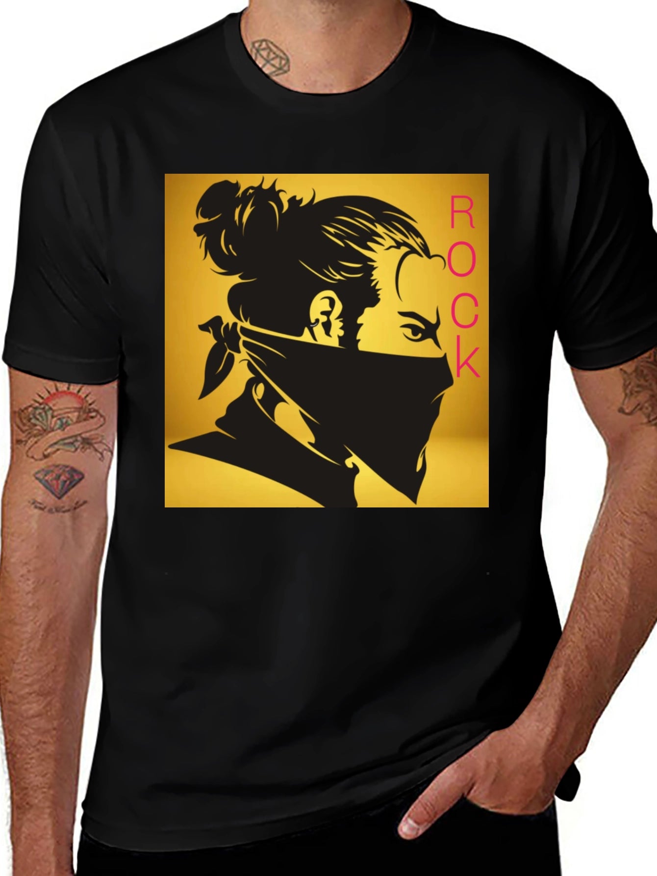 Camiseta Negra Estampada Rock - Diseño Moderno