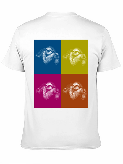 Camiseta Negra con Diseño de Perezosos Pop Art